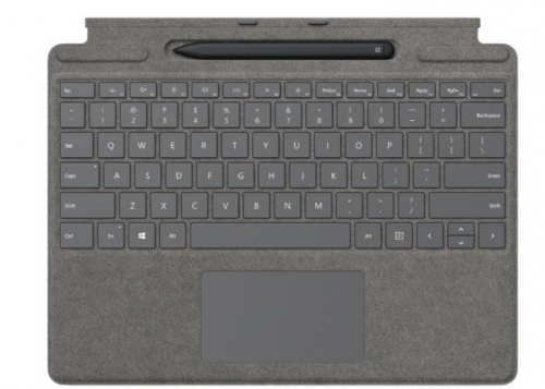 Teclado com trackpad, acelerómetro retroiluminação Reino Unido platina comercial para Surface Pro 8, Pro X