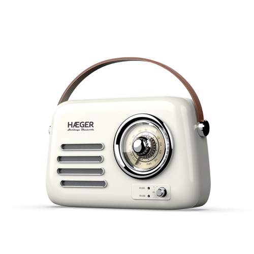 RÁDIO HAEGER PORTATIL VINTAGE FM 5.1 BLUET HERITAGE CREAM
