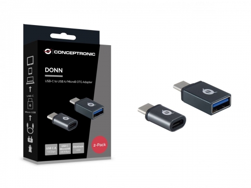 DONN USB-C OTG Adapter 2-Pack, USB-C to USB-A and USB-C to Micro USB