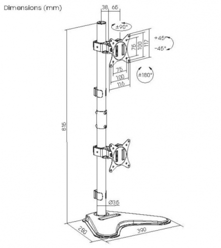 Suporte de mesa vertical duplo para monitores de 17" a 32" EQUIP 650128