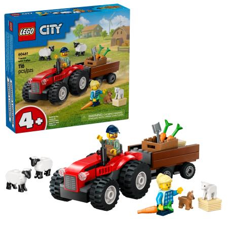 LEGO Trator Agrícola Vermelho Reboque Ovelha 60461