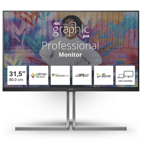 Monitor AOC Graphic Pro U32U3CV IPS 31.5 polegadas 4K UHD 16:9 60Hz Adaptive-Sync