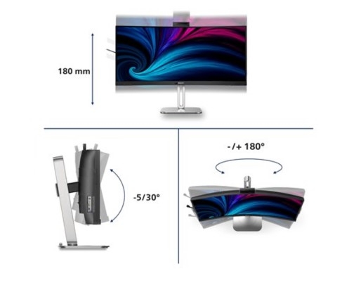 Monitor Philips 34B2U6603CH LED curvo 34" 120 Hz 4 ms altifalantes carvão vegetal