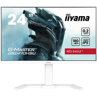 Monitor Gaming iiyama G-MASTER Red Eagle GB2470HSU-W6 - 24 polegadas (23.8" visível) - 1920 x 1080 Full HD (1080p) @ 180 Hz - Fast IPS - 300 cd/m² - 1000:1 - 0.2 ms - HDMI, DisplayPort - altifalantes - branco, mate