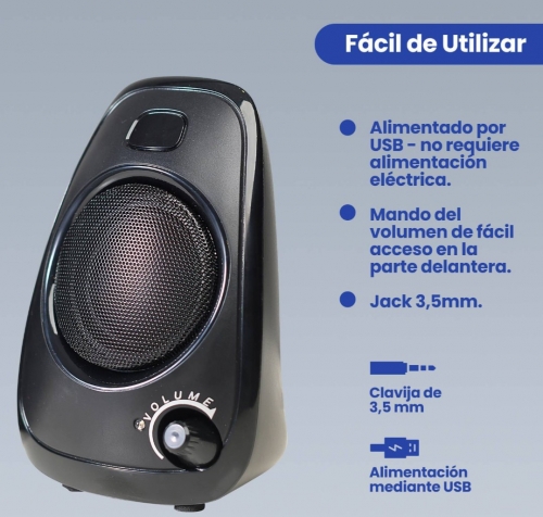 EWENT COLUNAS 2.0 10W VOLUME CONTROL USB POWERED BLACK