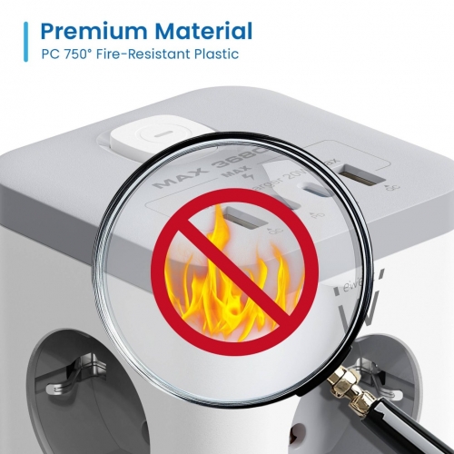 EWENT EXTENSA0 ELETRICA 3 TOMADAS CUBICA SHUKO 2xUSB-C 2XUSB 2MT