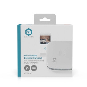 Detector de fumo SmartLife NEDIS Wi-Fi, Alimentado por bateria, Ciclo de vida do sensor: 10 anos, EN 14604, Vida útil máxima da bateria: 24 meses, 85 dB, Branco