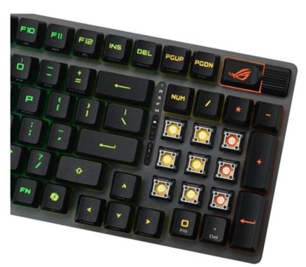 Teclado Asus retroiluminado sem fios 2.4 GHz ROG RX RED mecânico ótico preto 90MP03S0-BKSA00