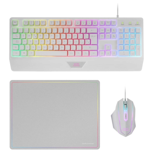 COMBO 3IN1 TECLADO+RATO-TAPETE MARS GAMING MCP124W Branco