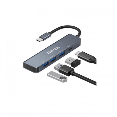 HUB 4 PORTAS USB-C PARA 3XUSB 3.0 X 1XUSBC NILOX - NXHUBUSBC04