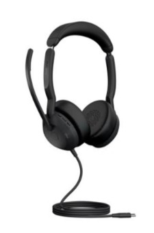 Auscultadores Jabra Evolve2 50 UC Stereo cabo cancelamento de ruído activo USB-C, USB-A preto certificação UC