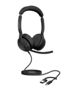 Auscultadores Jabra Evolve2 50 UC Stereo com cabo cancelamento de ruído activo USB-C, USB-A certificação UC