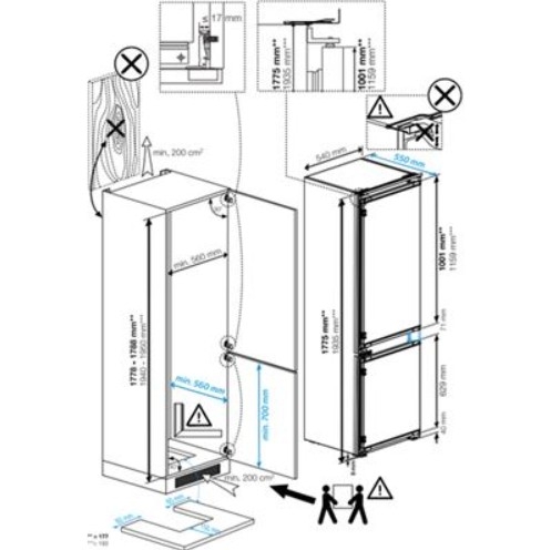 Frigorífico Combinado Encastrável Beko B3BCNA294HS 177,5x54x55 cm Classe E