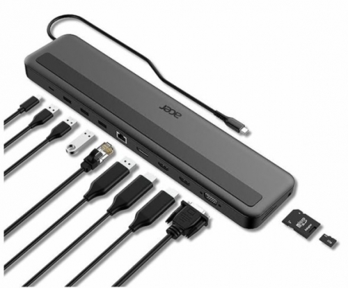 Estação de engate Acer 13-in-1 Docking Stand USB-C - DP, 2 x HDMI, VGA - 1GbE