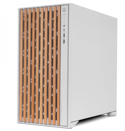 Caixa ATX Nox Hummer Element Elegant Wood Tempered Glass Branca NXHUMMERELEMENT