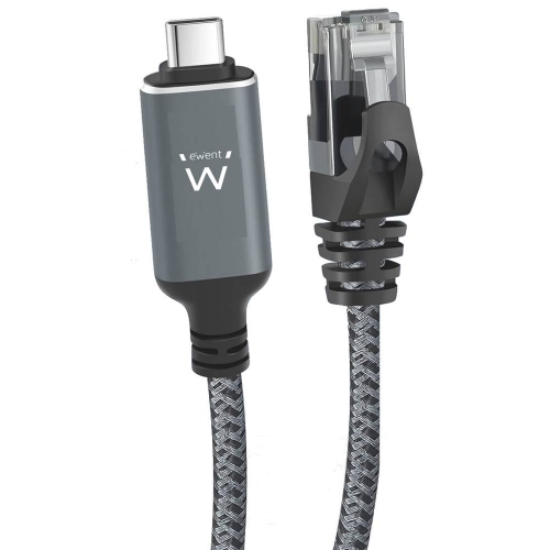 USB-C 3.1 to RJ45 CAT6 FTP adapter cable, 1Gbps, Fabric 2m
