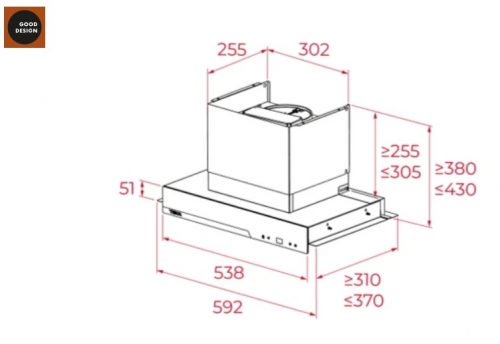 Exaustor de Encastre Teka GFI 67350 EOS SS, 60 cm, A+, 746 m³/h, Inox