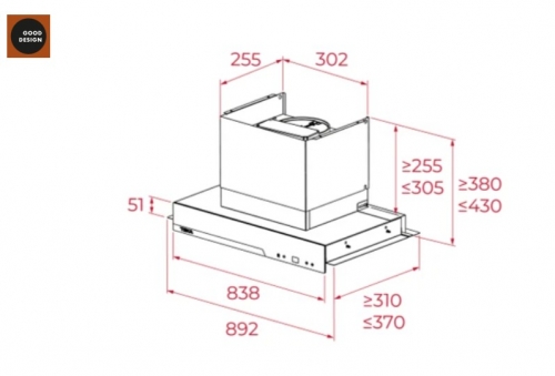 Exaustor de Encastre Teka GFI 97350 EOS BK, 90 cm, A+, 766 m³/h, Preto