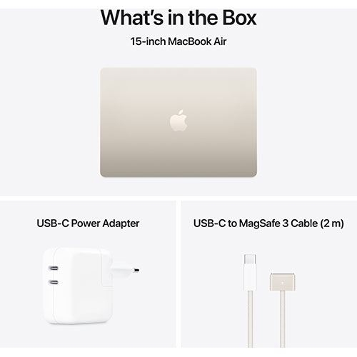 MacBook Air 15'' 2025 APPLE M4 10C CPU/10C GPU 16GB 256GB SSD Luz das Estrelas, MW1J3PO/A