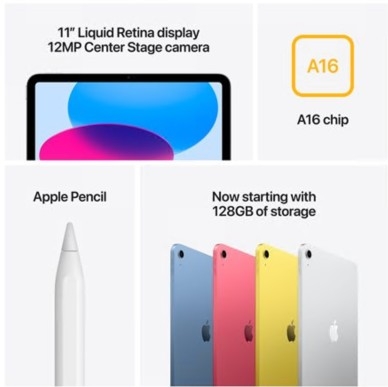 Tablet Apple MD7K4TY/A iPad A16 Wi-Fi + Cellular 256 GB 11" IPS (2360 x 1640) 3G, 4G, 5G prata