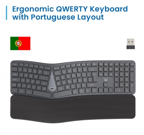 Teclado Ewent EW3290 Sem Fios Multimodo 2,4GHz e Bluetooth Cor: Preto, Layout PT