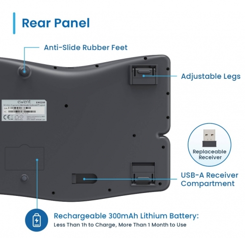 Teclado Ewent EW3290 Sem Fios Multimodo 2,4GHz e Bluetooth Cor: Preto, Layout PT