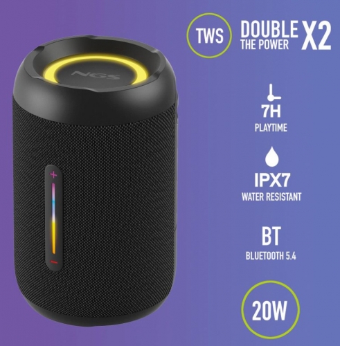 IPX7 Waterproof 20W BT Speaker USB INPUT, LED Lights