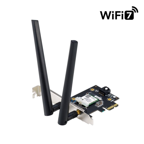Placa de Rede PCI-Express Asus PCE-BE6500 Wi-Fi 7 Tri-Band 6GHz 4096-QAM + Bluetooth 5.4