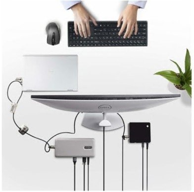 Kit de Segurança para estação de trabalho que evita furtos preto e prata 3 m, 3M4-DESK-LOCKING-KIT