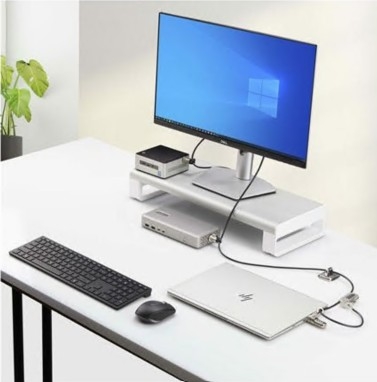 Kit de Segurança para estação de trabalho que evita furtos preto e prata 3 m, 3M4-DESK-LOCKING-KIT