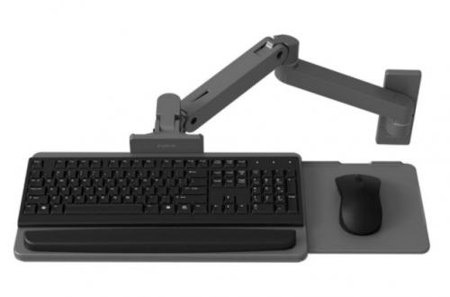 Bandeja Ergotron LX Pro de armação de braço de teclado / rato ajustável montagem na parede cinza escuro