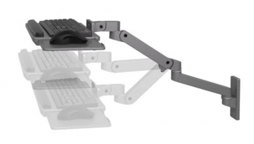 Bandeja Ergotron LX Pro de armação de braço de teclado / rato ajustável montagem na parede cinza escuro