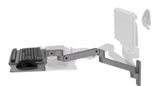 Bandeja Ergotron LX Pro de armação de braço de teclado / rato ajustável montagem na parede cinza escuro