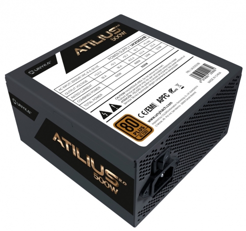 Fonte de Alimentação Gaming Atilius 2.0 500W-BLACK Bronze - AC 230 V