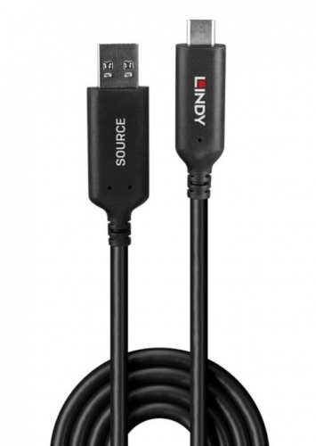 Cabo híbrido de fibra óptica USB 3.2 5Gbps Tipo A para C de 50 m LINDY 43397