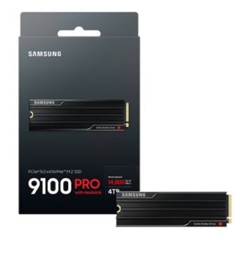 Disco Samsung 9100 PRO MZ-VAP4T0 SSD encriptado 4 TB com dissipador de calor interno M.2