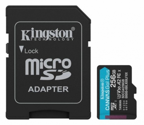 256GB microSDXC Canvas Go Plus Gen4 200MB/s A2 U3 V30 Card + Adapter