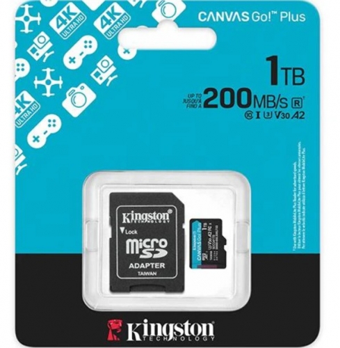 Cartão Memória Kingston SDCG4/1TB 1TB microSDXC Canvas Go Plus Gen4 200MB/s A2 U3 V30 Card + Adapter