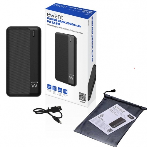 EWENT POWERBANK SLIM 20000MAH 22.5W BLACK