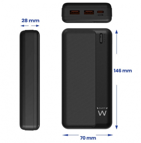 EWENT POWERBANK SLIM 20000MAH 22.5W BLACK