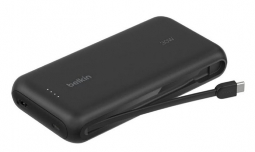 Carregador portátil Belkin BoostCharge cabo integrado 20000 mAh 30 Watt PD 3 conectores de saída (2 x USB-C, USB) preto, BPB024HQBK