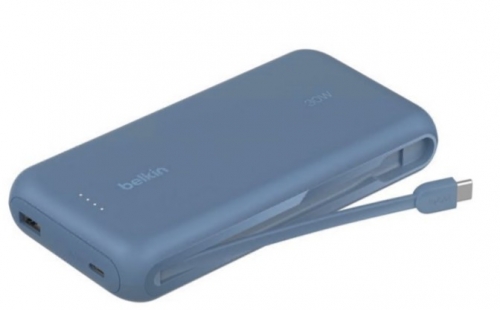 Carregador Belkin BoostCharge portátil com cabo integrado 20000 mAh 30 Watt PD azul, BPB024HQBL