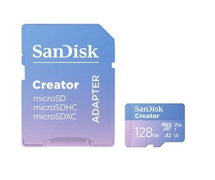 Cartão de Memória Creator microSDXC UHS-I 128 GB com Adaptador SD – SanDisk SDSQXAA-128G-GN6MS