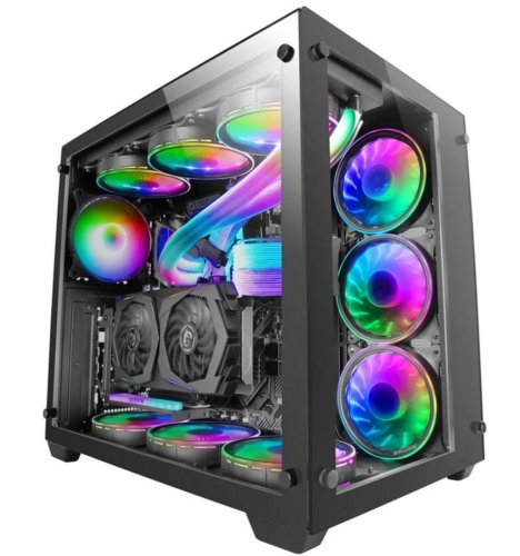Caixa Extended-ATX Mars Gaming MCV3 RGB Vidro Temperado Preta