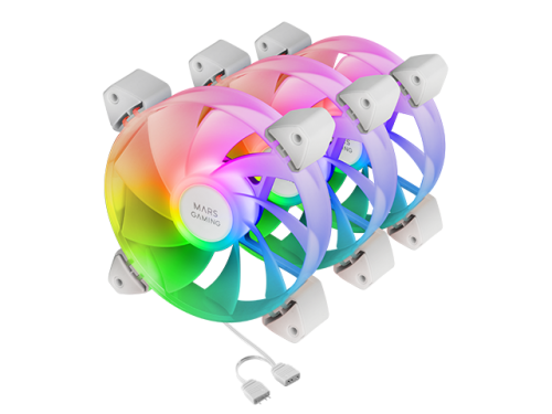 Mars Gaming MF-3AR ARGB Pack 3 Ventoinhas Invertida 12cm Branco