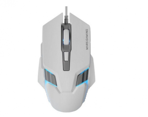 MARS GAMING MM024 RGB GAMING MOUSE 4000DPI OPTICAL SENSOR MECHANICAL HUANO SWITCHES ON-THE-FLY 1200/2400/3200/4000DPI WHITE
