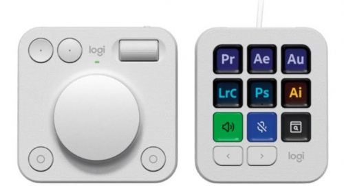 Conjunto Logitech Master Series MX Creative Console de teclado e discador luz traseira USB-C cinza pálido