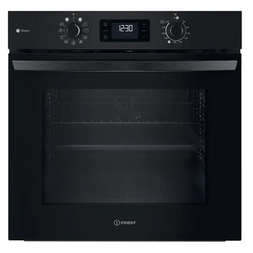 Forno elétrico de encastre Indesit: cor preta, auto-limpeza - IO 258HS B