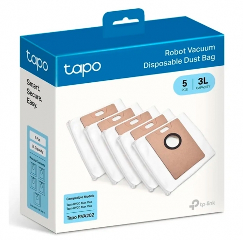 Sacos de Aspirador TP-Link Tapo RVA202 p/ RV30 Max Plus/RV20 Max Plus (5-Unidades)