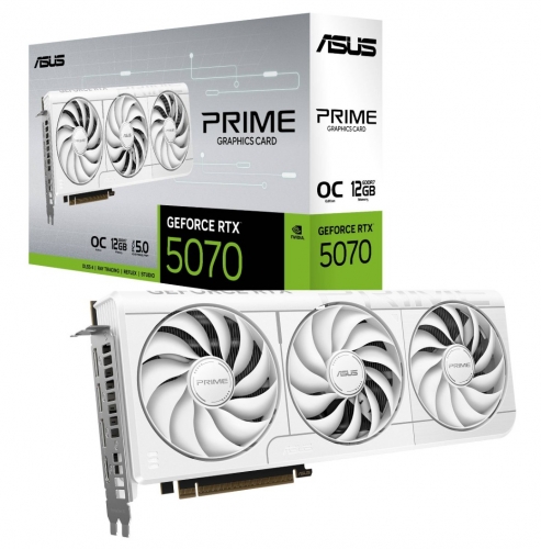 Placa Gráfica Asus NVIDIA GeForce RTX 5070 Blackwell Prime OC White 12GB GDDR7 DLSS4 90YV0M19-M0NA00